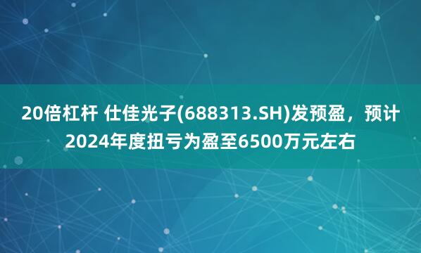 20倍杠杆 仕佳光子(688313.SH)发预盈，预计2024年度扭亏为盈至6500万元左右